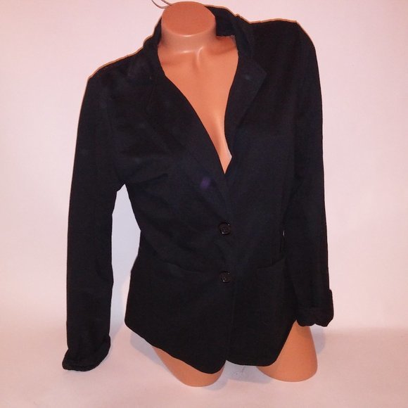 Mod Modele Blazer Jacket XL Black Lace Black Casual Solid Long Sleeve Button Fro - Picture 2 of 8